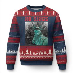 Statue of Liberty Selfie No Kings Ugly Christmas Sweater Funny Patriotic Clothing Gifts – VertexNest LLC