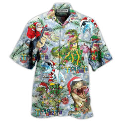 Dinosaur and Merry Christmas Hawaiian Shirt