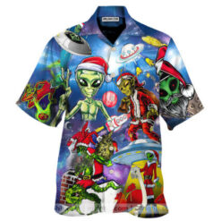 Alien Santas Christmas In The Galaxy Hawaiian Shirt