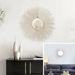 European Creative Wrought Iron Wall Hanging Sun Flower Crafts Wall Decoration Sofa Background Wall Decorative Mirror Ornaments