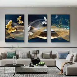 FULLCANG 3 Piece Set Diy Diamond Painting Triptych Abstract Butterfly Line Full Mosaic Embroidery Landscape Handmade Art FG2003