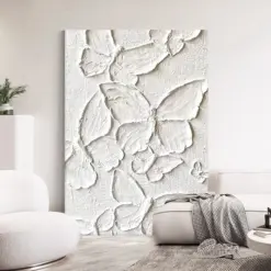 100％ Hand-painted Butterfly Flowers Picture, Acrylic Knife Oil Paintings On Canvas, Bedroom Decor, Unframed Abstract Art Wall