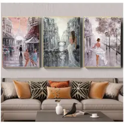 Triptych DIY Diamond Painting Italy Woman City Street Full Drill Embroidery Mosaic Set Landscape Portrait 3Pcs Set