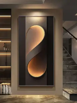 Porch Entrance Foyer Wall Decoration Crystal Porcelain Remote Dimming LED Mural Lights Hotel Lobby Living Room Hanging Paintings